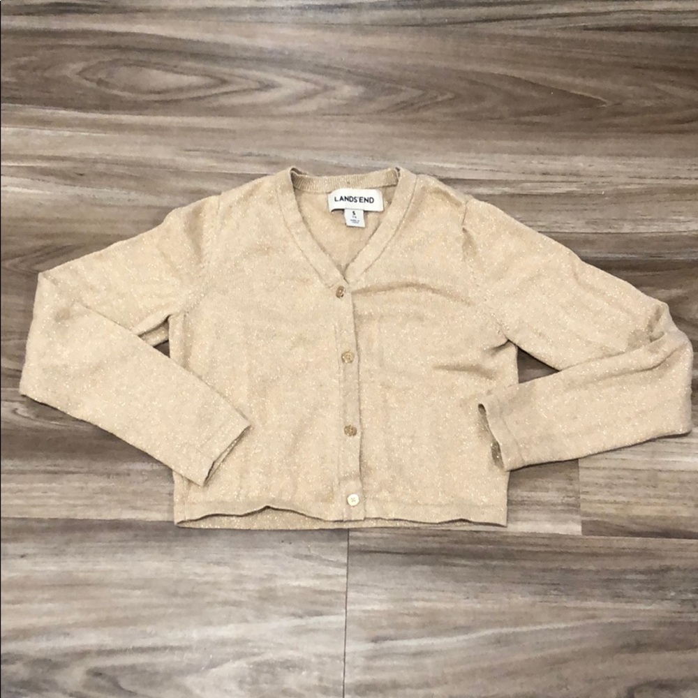 Lands' End Kids gold sparkle Sweater (s, 7/8)